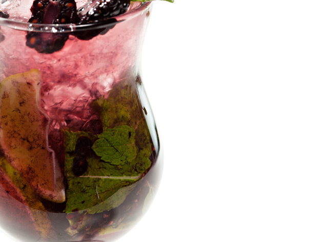 Blackberry, elderflower & mint spritzer