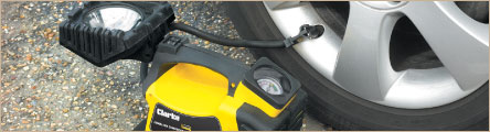 Cordless compressor with spotlight and car starter